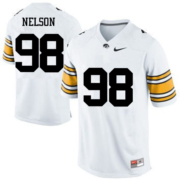Men Iowa Hawkeyes #98 Anthony Nelson College Football Jerseys-White - Click Image to Close